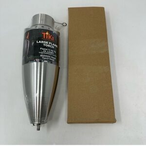 TIKI New With Box 60” Gun Metal Stainless Steel Garden Torch Silver